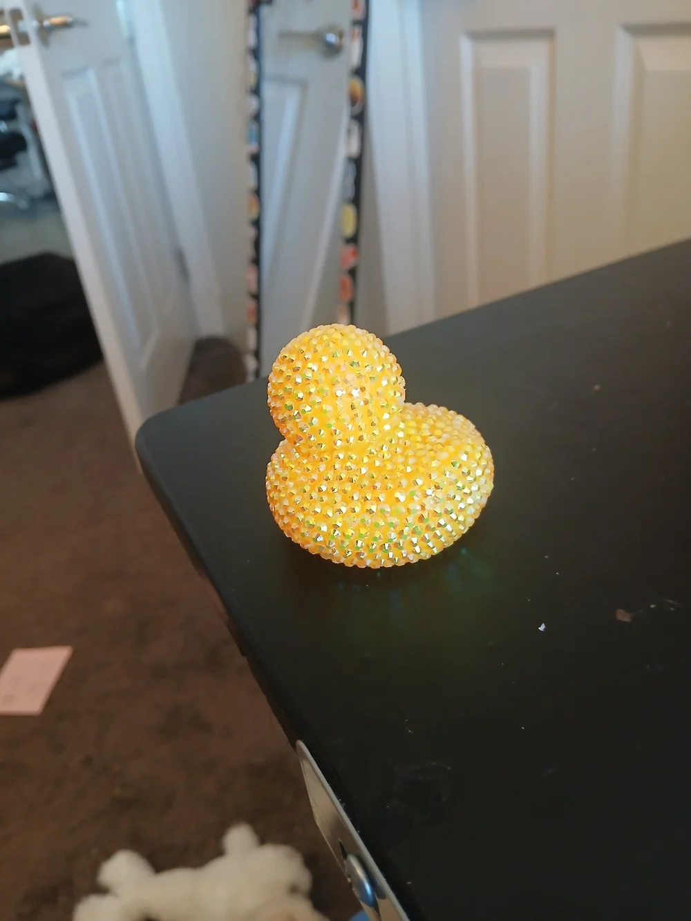 Yellow Rhinestone Rubber Duck Plush Accent for Small Pets